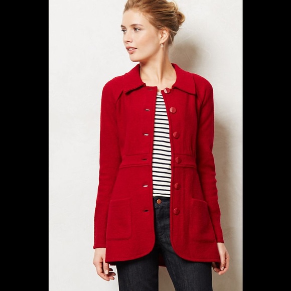 Anthropologie Jackets & Blazers - Anthropologie Sparrow Red Sweater Jacket. XS.
